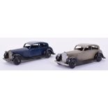 Dinky two 30b Rolls-Royces, plain chassis, fawn/black, good plus, dark blue/black, good few minor