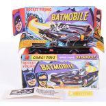 Corgi Toys 1st issue 267 Batmobile Boxed, gloss black, red bat hubs, blue tinted windscreens,