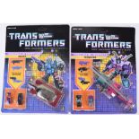 Two Original Carded Hasbro G1 Transformers, Targetmaster ‘Deception’ and Targetmaster Quake 1987