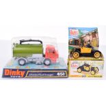 Dinky Toys 451 Johnstone Road Sweeper, orange cab, metallic green back, in bubble pack, near mint