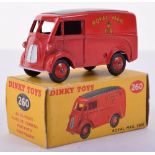 Dinky boxed 260 Royal Mail van, red, black smooth tyres, near mint, box good to very good.