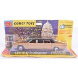 Corgi Toys 262 Lincoln Continental Limousine, gold body, black roof, in excellent condition, loss of