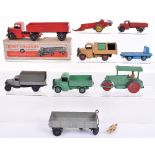 Nine Commercial Dinky Toys, Boxed 521 Bedford Articulated Lorry, red body, black wings, unboxed