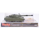 Dinky Toys 683 Chieftain Tank, military green body, silver tracks, with missiles, in near mint