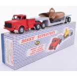 Dinky Toys 986 Mighty Antar Low Loader with Propeller,red cab, grey low loader, bronze propeller, in