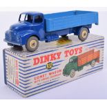 Dinky boxed 932 Comet wagon with hinged tailboard, dark blue cab and chassis, light blue back and