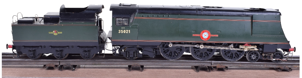 Scratch/kit built 0 gauge 4-6-2 Merchant Navy Class locomotive and tender New Zealand Line, three-