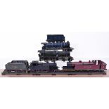 Part constructed 0 gauge kit locomotives, BR 4-6-0 locomotive Arethusa and tender, green livery,