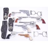 Crescent Toy Guns, Kentucky 12, Crescent Colt, in holster, Rustler Gem, Colorado,Cisco Kid, Ramrod,