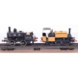 Scratch/kit built three 0 gauge locomotives, two-rail electric, brass 2-4-2 tank engine No.788