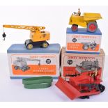Three Boxed Dinky Supertoys, 561 Blaw Knox Bulldozer, red body, tan driver, missing rubber tracks,
