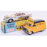 Corgi Toys 211S Studebaker Golden Hawk, gold plated body, white flash, red interior, with self