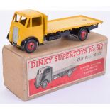 Boxed Dinky Supertoys 512 Guy Flat Truck, yellow 1st type cab and flatbed,black chassis, wings,