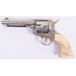 Franklin Mint John Wayne Colt 45 Commemorative Replica Revolver Model, fully engraved and nickel