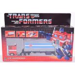 Boxed Hasbro G1 Transformers Autobot Commander Optimus Prime, 1986 issue, in mint boxed complete