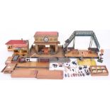 German 0 gauge Kibri and Marklin tinplate track side buildings and accessories, circa 1930, Kibri