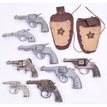 Quantity of Early Diecast/Aluminium Toy Guns, 3 x 1940’s Fairylite Revolvers, Hubley Dandy Police