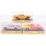Boxed Dinky Toys 161 Ford Mustang Fastback 2+2 yellow body, blue interior, 2 x 132 Ford 40-RV, one