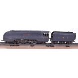 Scratch/kit built two 0 gauge 4-6-2 Streamlined locomotives, white metal and brass two-rail electric