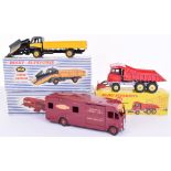 Three Boxed Dinky Supertoys, 958 Guy Snow Plough (missing blue light to cab) 959 Foden Dump trck