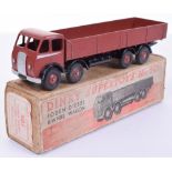 Dinky Supertoys Boxed 501 Foden 8-Wheel Diesel Wagon,1st type brown cab/back/ wheel hubs, silver cab