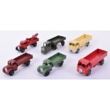 Dinky six Commercial vehicles, 2x22c Motor trucks, brown, fair to good few chips and some pitting,