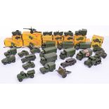 Dinky Military vehicles, 2x621 3-ton Army trucks, 623 Army covered wagon, 641 1-ton Cargo truck,