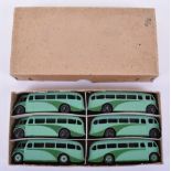 Dinky Trade Box 29e Single Decker Bus with six buses, box containing six two-tone green buses four