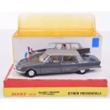 French Dinky Toys Boxed 1435 Citroen Presindentelle,metallic grey body, with flag, French paper