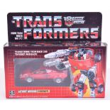 Boxed Hasbro G1 Transformers Autobot Warrior ‘Sideswipe’ 1984 issue, transforms from race car to