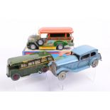 Wells tinplate clockwork Coupé and Green Line bus