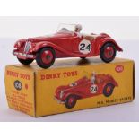 Dinky boxed 108 M.G Midget sports, red, tan interior RN 24, correct colour spot box, good to