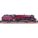 Gladiator kit built 0 gauge 4-6-2 Princess class locomotive and tender, brass two-rail electric