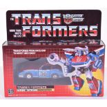 Boxed Hasbro G1 Transformers Autobot Tactician ‘Smokescreen’ 1985 issue, transforms from racecar