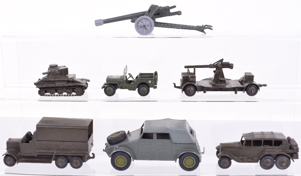 Dinky Toys Military Models, 151b six wheeled Army covered wagon,152a Light Tank (complete with
