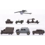 Dinky Toys Military Models, 151b six wheeled Army covered wagon,152a Light Tank (complete with