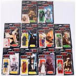 10x Vintage Star Wars Action Figures with Palitoy / General Mills Tri-Logo Card Backs, consisting of