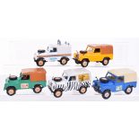 Five Britains Unboxed Short Wheel Base Land Rovers,9610 Police Land Rover, with accessories (missing