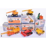 Dinky boxed Construction vehicles, 972 Coles 20-ton Lorry-mounted crane, 401 Coventry Climax fork