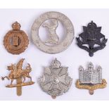 Six Territorial Battalion Cap Badges