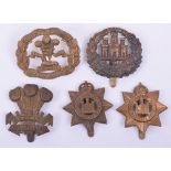 5x Great War Brass Economy Cap Badges