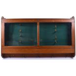 Good Quality Edwardian Light Oak Wall Mounted Glazed Display Case Built to take Four Guns