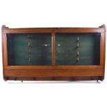 Good Quality Edwardian Light Oak Wall Mounted Glazed Display Case Built to take Four Guns