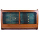 Good Quality Edwardian Light Oak Wall Mounted Glazed Display Case Built to take Four Guns