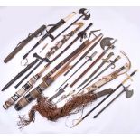 Collective Lot Comprising; Six Assorted African Leather Quivers Containing Arrows