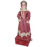 A large standing girl musical automaton, by L. Lambert, French, circa 1890, With painted bisque head