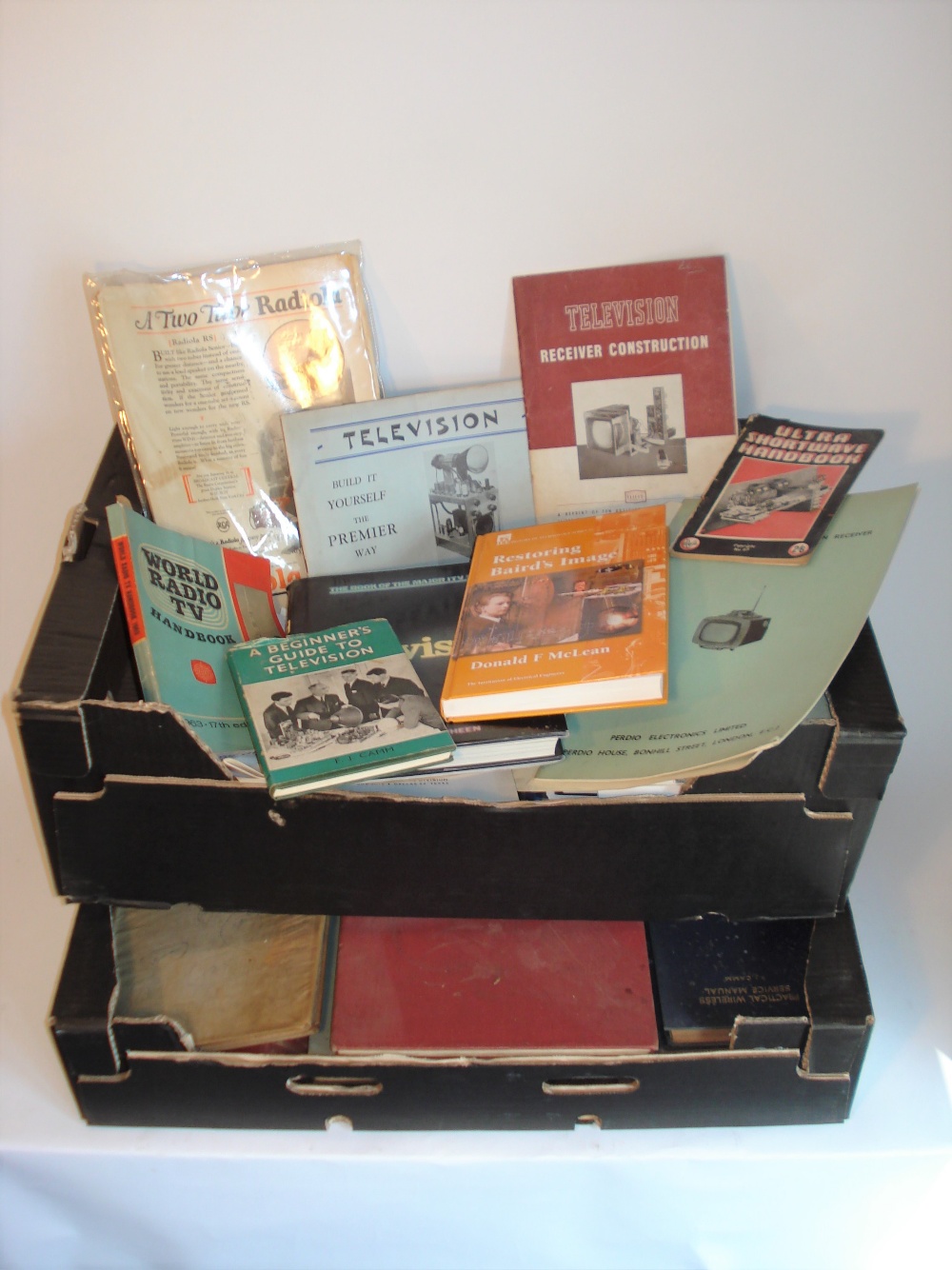 A selection of books, brochures and leaflets on television and wireless,Including Restoring Baird’