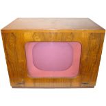 A PYE type LV30 table model television receiver, Mid 1950s, 405-line, with 9-inch screen, pink