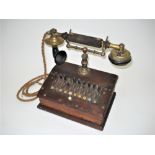 An early office multi-extension table telephone, Circa 1920, With gilt nickel-plated handset