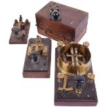 Four late 19th century Morse keys, Unmarked, large example with change-over switch and five taps;